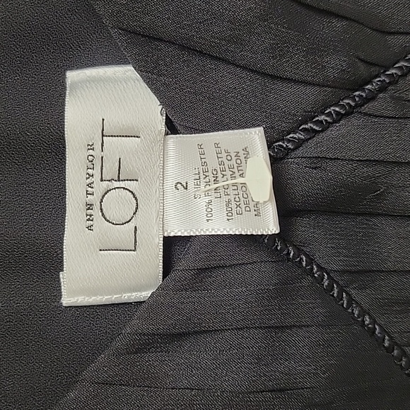 Ann Taylor LOFT little Black dress women's sz 2, whimsigoth fairy pleats sheer - Picture 4 of 8